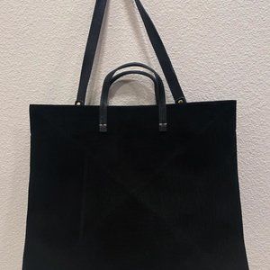 Clare V Black Suede Leather Denim Simple Tote